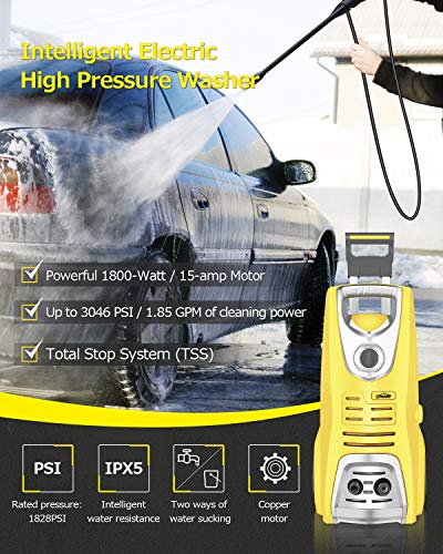 Pressure Washer Electric Power Washer, 3046 PSI 1.85 GPM Oasser Car Washer Machine with Spray Gun 5 Nozzles for Cars, Houses, Driveways, Patios - Thumbnail 2