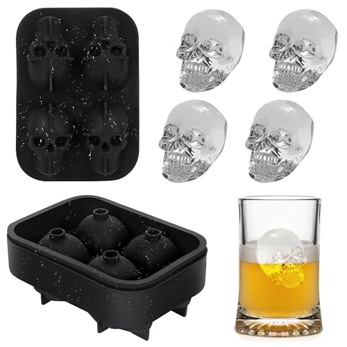 Attimal Ice Cube Tray Skull Shaped Silicone Ice Cube Molds Essential Bartender Accessory for Whiskey Cocktail Bourbon Lovers Eco Friendly Ice Cube Tray