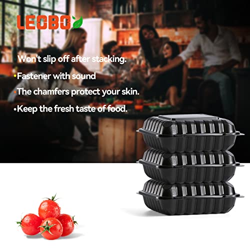 LEOBOX To Go Containers Mineral Filled PP Plastic - 8 Inch 34oz 55 Pack | Shrink Wrap No Pre-Wash BPA Free Takeout Boxes | Freezer & Microwave Safe for Food Delivery | Black Disposable Container by LEOBOX - Image 6