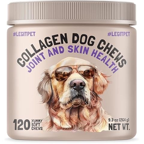 Collagen Dog Chews for Joint & Skin Health 120 Soft Chews All Breeds Mobility, Cartilage Repair & Pain Relief Hip & Joint Skin Coat Anti-inflammatory Support Eggshell Membrane Senior & Adult Dogs Cover