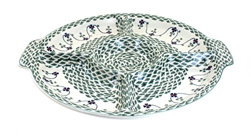 Green Sage Floral Chip & Dip Plate