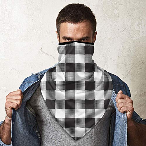 Preisvergleich Produktbild best pillow Schwarz-Weiß-Schachbrett-Check-Texti... Bedrucktes Multifunktionstuch mit ausgefallenem Hochwertige Sturmhaube als Wärm- und Schutztuch - Halstuch, Face Shield, Gesichtsmaske