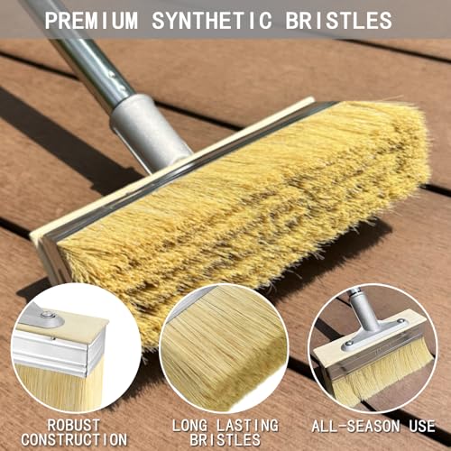 7-Zoll-Terrassen-Pinsel mit 60-Zoll-Langgriff, Deck-Fleckenapplikator mit 4-Zoll-Pinsel für Holzböden, Zaunwandmöbel, Ölbeizen, Terrassenfarben, Terrassenflecken, Deckbeschichtungen