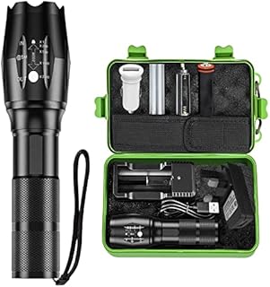 LED Torch Rechargeable Torches Led, Super Bright 2000 Lumen Flashlight Tactical Torch Battery Powered USB, T6 CREE Bulb, Zoomable Handheld Waterproof Torches for Camping Hiking [Energy Class A+++]