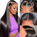 IWISH Glueless Straight T Part Lace Front Wigs Human Hair Pre Plucked Pre Cut 13X6 T Part HD Lace Frontal Wig for Black Women 180% Density Glueless Wigs (26 Inch, Natural Black)