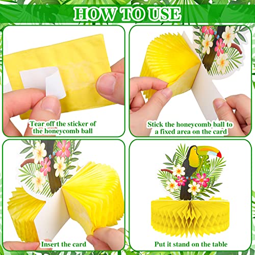 9 Pcs Hawaiian Luau Themed Party Decorations Honeycomb Centerpieces For Tables Summer Tropical Table Centerpiece Flamingo Table Decorations For Kids Hawaii Party Favors Beach Theme Decor #TOP4