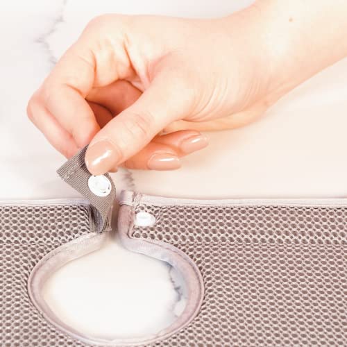 S&T Inc. Microfiber Kitchen Faucet Sink Mat Drip And Splash Catcher With Snap Fastener, Absorbent And Reversible, 15 Inch X 5.5 Inch, White Trellis #TOP6