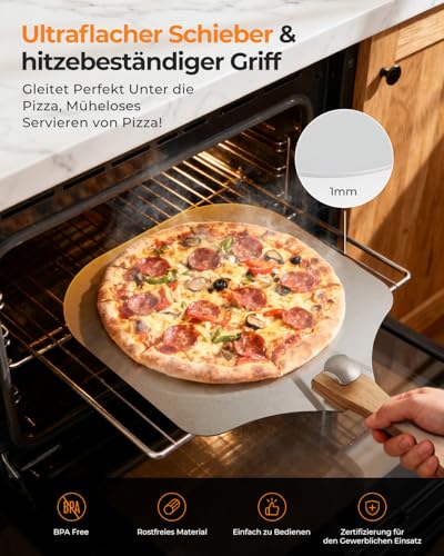 Mooues Pizzaschieber, Aluminium Pizzaschaufel mit Faltbarer Griff, 30.5 x 35.5 cm großer Fläche… – Ansicht 2