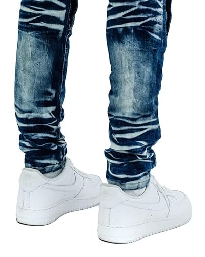 Broadway | Men's X-Ray Fashion Skinny Denim Jeans With Knee Pocket | Dark Blue | 32 X 32 #TOP4