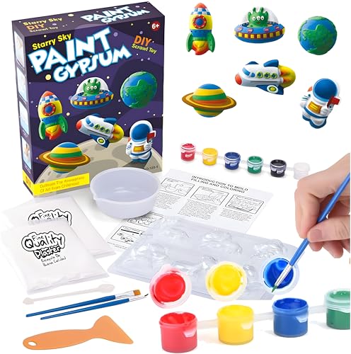 Image of WISHKEY Space Theme Mold and Paint Kit for Kids, DIY Fridge Magnets Painting Kit, Plaster Painting Art & Craft Set, Fun Craft Activity for Boys and Girls, 6+ Years (Multicolor, Pack of 1)