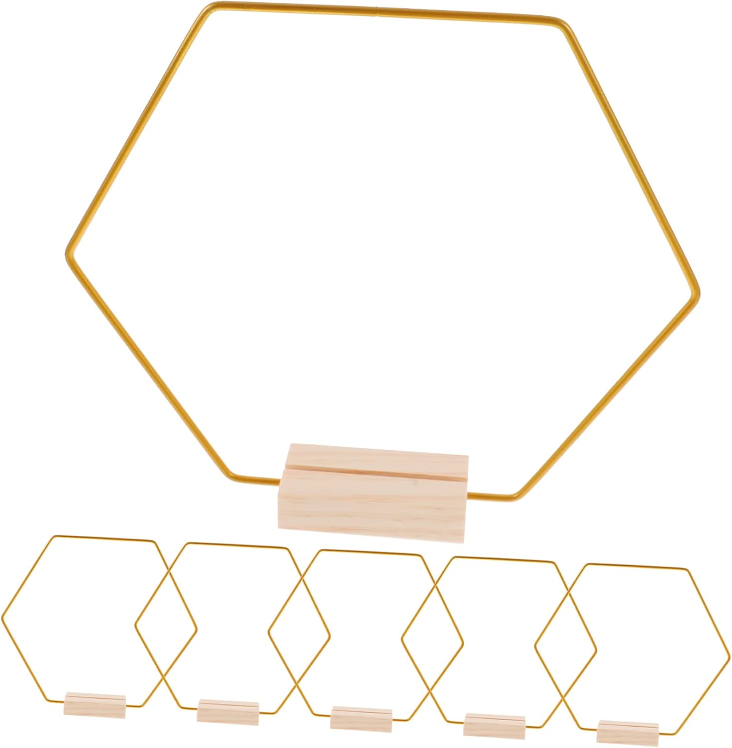 PRETYZOOM 6set Large Metal Floral Hoops for Craft Projects Hexagon Shaped Wreath Base for Table Centerpieces and Dream Catcher Decorations