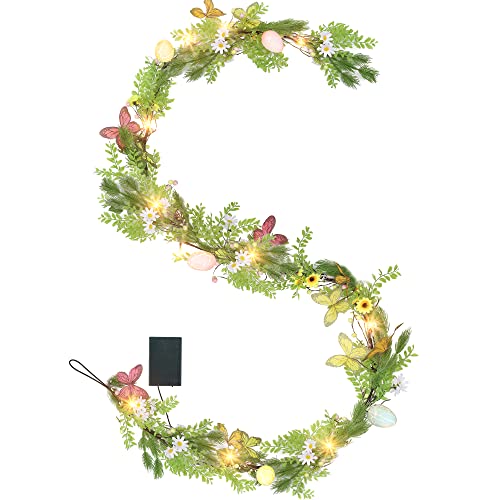 Toodour 6.8 Ft Easter Decorations Garland With Pastel Easter Eggs, Battery Operated Diy Artificial Easter Garland With 20 Led, Spring Wreath For Front Door Decor, Wall, Home, Indoor Outdoor Decor #TOP30