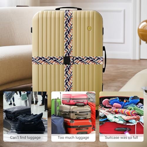 Image of Luggage Straps for Suitcases, Travel Adjustable Belt with Quick Release Buckle, Heavy Duty Nylon Bag Packing Strap, Unique Bright Identifiers Business Travel Accessories (2 Pack)-Roads