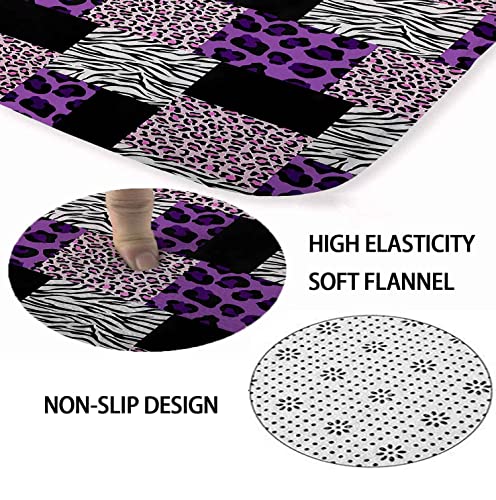 Dia Magico 4Pcs Purple Pink Leopard Print Shower Curtain Set, Patchwork Zebra Cheetah Print African Wild Safari Animal Skin Modern Bathroom Decor, Waterproof Fabric Shower Curtain, Non-Slip Bath Mat #TOP5