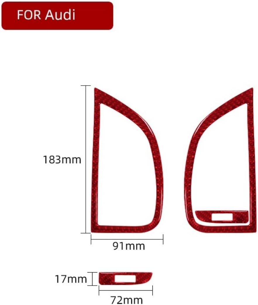 Carbon Fiber Car Interior Accessories Decoration Decal Sticker Trim Compatible with Audi Q7 2007-2015 (Red Carbon Fiber, Air Conditioner Air Vent Outlet Kit)