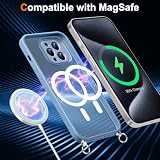 Pnakqil Magnetyczny pasek na telefon komórkowy z paskiem do iPhone 15 Pro Max, etui na telefon komórkowy, półprzezroczyste, z ochroną aparatu, regulowany i zdejmowany łańcuszek, osłona magnetyczna