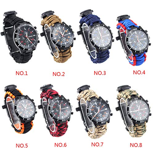 Multifuncional Caminhadas Outdoor Survival Assista Compass Whistle Resgate Corda Camping Bracelet