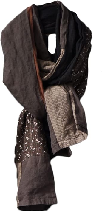 NFYM Women Autumn Winter Warm Long Scarf Comfortable Cotton Linen Retro Patchwork Scarfs Each Piece Unique