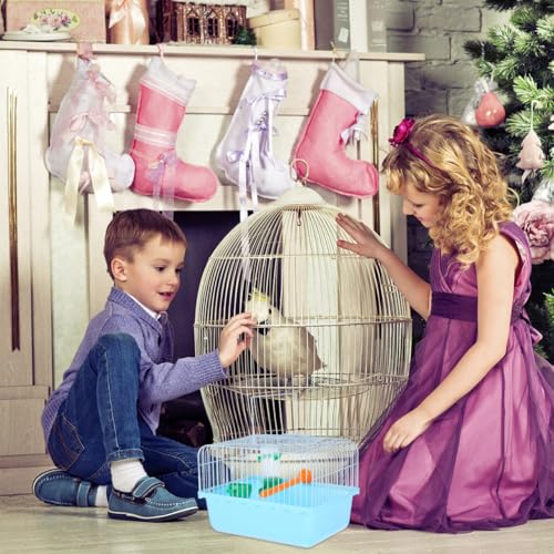 Image of BESPORTBLE Portable Bird Carrier Travel Cage with Perch Food Box and Waterer Spacious Bird Cage for Parrots Lovebirds and Small Birds Easy to Carry for Travel