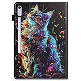 Rostsant Etui do Samsung Galaxy Tab S10 FE Plus etui ze skóry PU, stojak magnetyczny, portfel, tablet, etui ochronne do Samsung Galaxy Tab S10 FE+ 13,1 cala 2025 (SM-X620/X626B) kot muzyczny
