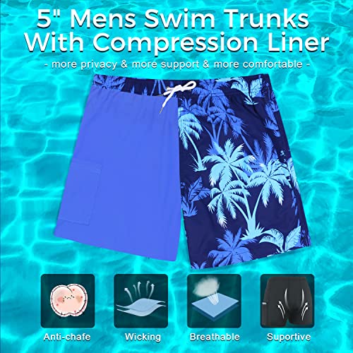Zhpuat Mens Swimming Trunks With Compression Liner 5 Inch Inseam Swim Trunks Men Quick Dry Board Shorts Swimwear Xl #TOP6