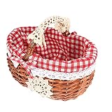 Generic Picknickkorb geflochten für Kinder, Weiden Einkaufskorb Geschenkkorb Oval Blumenkorb Osterkorb mit Griffe, Präsentkorb für Obst Geschenk Handwerk (26 x 18 x 20cm)