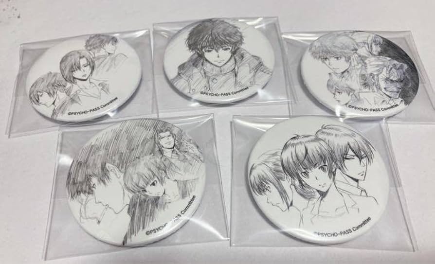 公*o様 PSYCHO-PASS 浅野恭司 原画 狡噛慎也 槙島聖護 缶バッジ