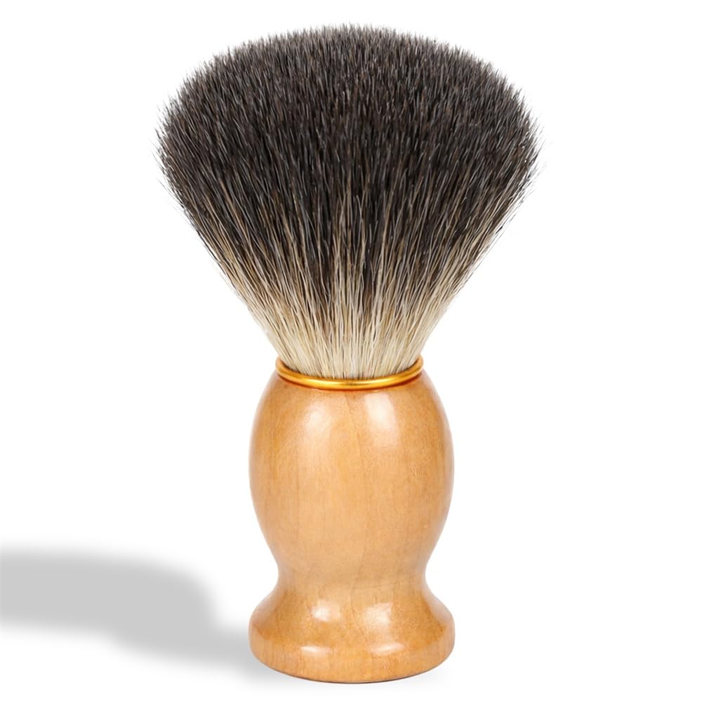 Wrusuh Premium Synthetic Shaving Brush for Men - Ultra-Soft Vegan Bristles, Luxurious Lather, Ergonomic Wooden Handle