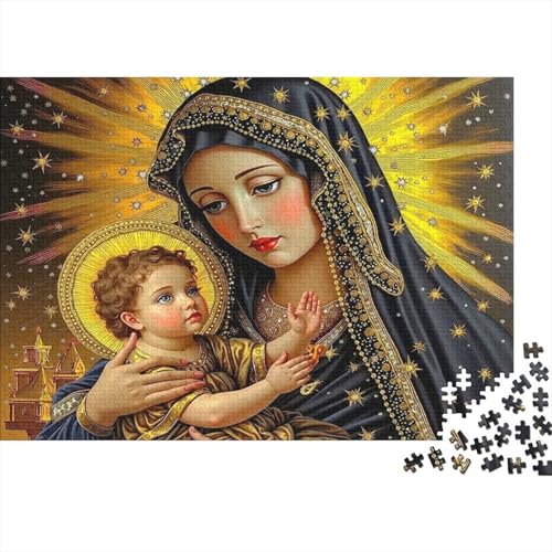Puzzle de la Virgen María con el Niño de 1000 piezas, un desafío artístico de 70x50 cm