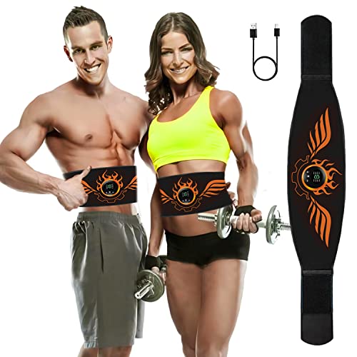HENESE Electroestimulador Muscular Abdominales Aparatos para Hacer Ejercicio casa,Abdominales electroestimulacion,USB Recargable EMS Estimulador,Gym en casa,Tóner Muscular Pantalla LCD Cover