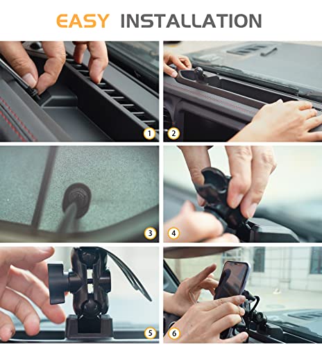 Litmiracle Phone Holder For Car With Storage Case, Dash Tray Phone Mount For Jeep Wrangler 2018-2023 Jl Jlu & Gladiator Jt 2020+, Phone Automobile Cradles (Not Fit For The Oil-Electric Vehicle) #TOP4