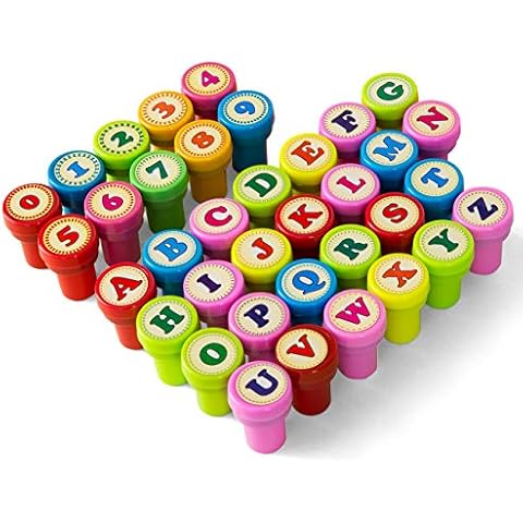 KESOTE Number & Alphabet Stamps for Kids, Self Inking Stamps for Kids Birthday Gift, Party Favor, Teacher Stamps Cover