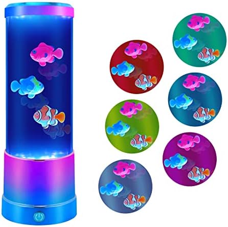 Lava Lamps,Jellyfish Night Light with 7 Color Changing,Table Lamp with 2 Realistic Jellyfish,Battery Powered Jellyfish Lamp for Living Room Bedroom Decor,Birthdays Christmas Gifts