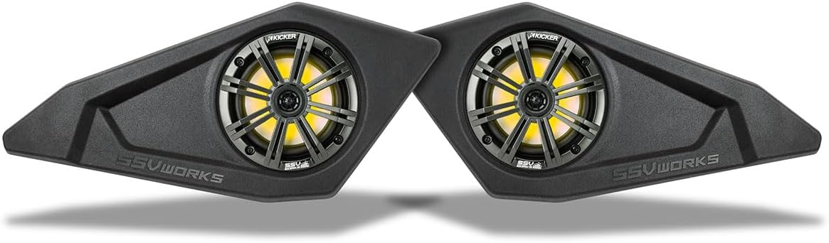 SSV Works MAVR-PHZ+DF 6.5" Front Lower Door-Pocket Speaker-Pods Compatible with 2024-2026 Canam® Maverick R and R Max (MAVR-PHZ+DFV: SSV Works V-Spec RGB Speakers)