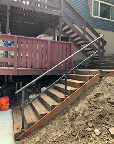 Outdoor Hand Rails For Steps，Fit 1 Or 4 Steps Outdoor Stair Railing, Black Wrought Iron Handrail #TOP4