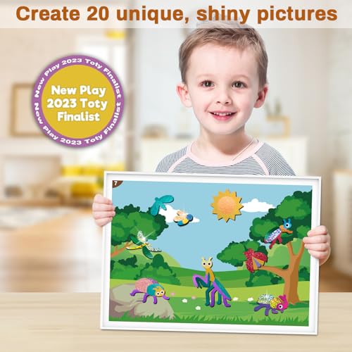 SOOVSY 200 Sheets Insect Foil Art Fun Kit for Kids, Foil Art for Kids Crafts Kit DIY Creative Activity Gift Travel Toys for 4 5 6 7 8 9 Years Old Kids Girls Boys (Insect)