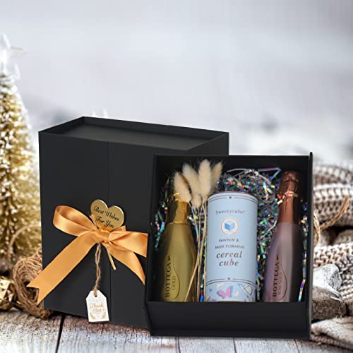 Gift Boxes With Lids Pack Of 6, 8.5"X8"X4" Large Black Gift Box With Ribbon Card Fancy Gift Wrap Boxes For Wrapping Presents Festival Anniversary, Birthday, Weddings, Groomsmen Proposal Boxes #TOP2