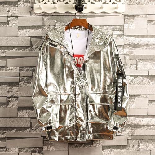 Veste à paillettes argentée à col montant et reflets métallisés - 3