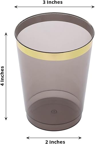 Miniatura 3 de Efavormart - Paquete de 25 vasos desechables de plástico con borde dorado y cristal de 10 onzas
