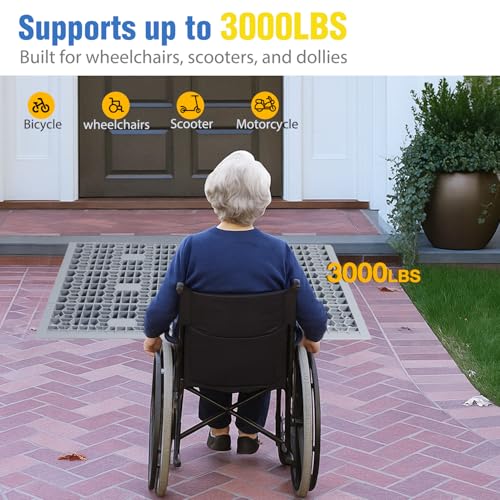 Nilight Modular Threshold Ramps, 3 Inch Rise Non‑Slip Interlocking Plastic Wheelchair Curb Doorway Ramp for Home Entry Indoor Outdoor, 2 Pack by Nilight - Image 3