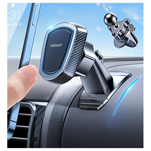 Magnetic Phone Holder for Car, Kozart Universal [Upgrade Kit] Magnet Car Mount for Dashboard & Vent 360°Rotation Cell Phone Mount Compatible with iPhone, Samsung, LG, GPS, Mini Tablet & More