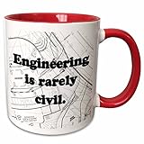 3dRose Engineering is Rarely Civil Mug, 11 oz, Red
