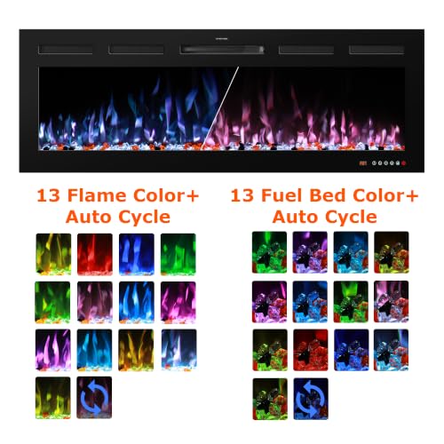 VINEMOUNT 33" Electric Fireplace Insert Recessed & Wall Mounted, APP & Remote Control & Touch Panel, 13 Flame & Fuel Bed Colors, 750W/1500W, Timer, Overheat Protection by VINEMOUNT - Used condition - Image 3