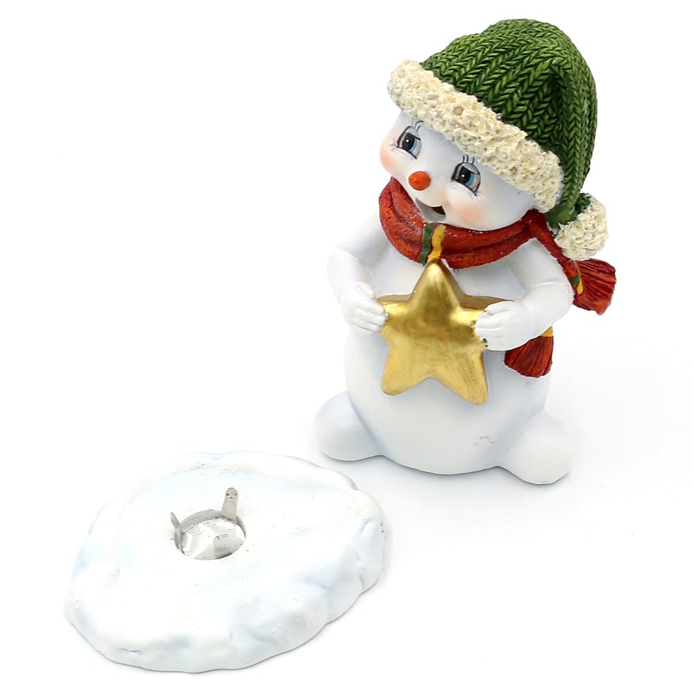 Keramik Schneemann - Deko, Räuchermännchen, Rauchfigur, Schneekinder - Schneemänner mit Räuchermann - Funktion als 3er Set mit Mütze und Schal in rot, grün und orange, L/B/H 8 x 7 x 12 cm