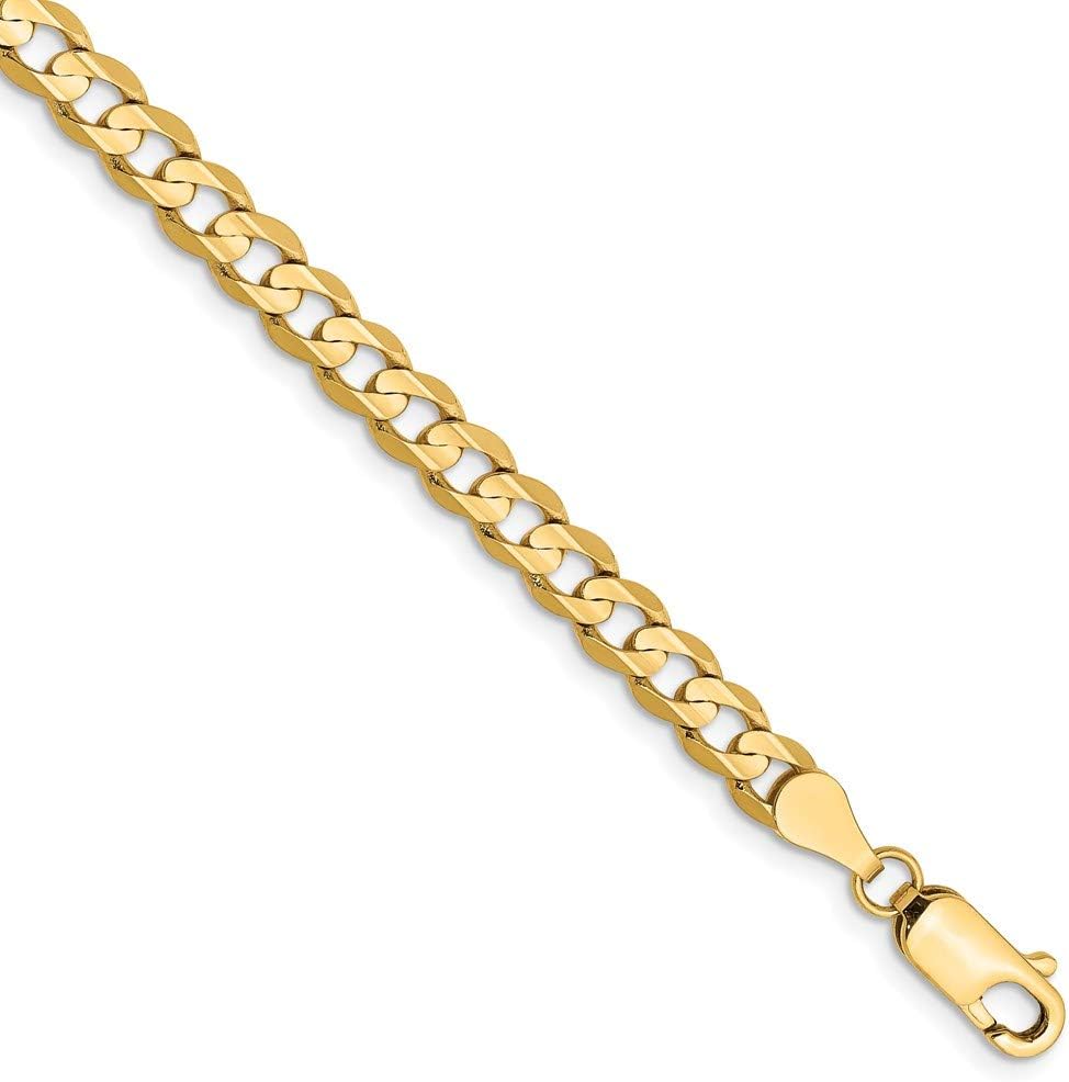 Chain Necklace 14K Yellow Gold bracelet style Curb Concave 8 in 4.5 mm
