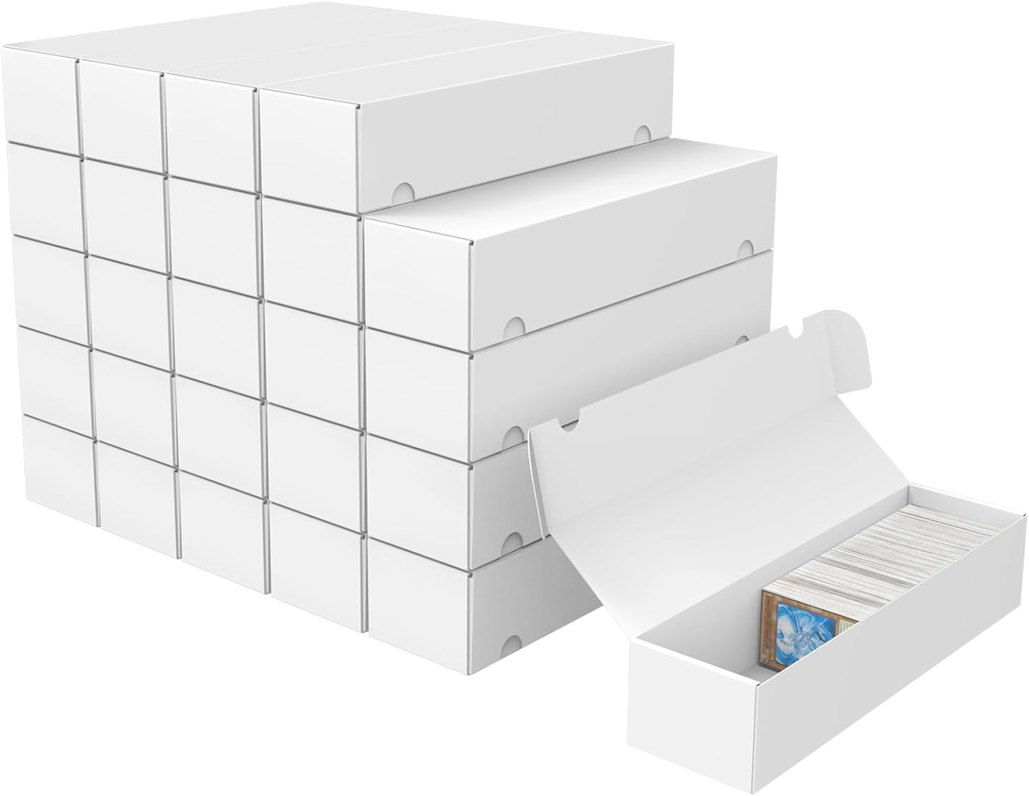 Trading Card Storage Box, 25-Pack 1100 Count White Corrugated Cardboard Bulk Sports Storage Box for TCG/Magic/Mtg Basketball Cards, Collectible Trading Cards