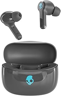 Skullcandy Uproar ANC Wireless Earbuds, Active Noise Cancelling, 42Hr Battery + Rapid Charge, Quad Mic ENC, 10mm Drivers, Multipoint Pairing, Low Latency, Sweat & Water Resistant – Grey Glossy