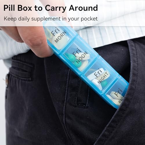 Daviky Pill Organizer 4 Times a Day - Pill Box 7 Day, Large Weekly Medicine Pill Organizer for Travel with Removable Individual Containers, Pill Case to Hold Daily Vitamins, Supplements and Medication - Thumbnail 6