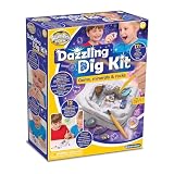Brainstorm Toys Dazzling Dig Kit – 17+ Piece Excavation Set with 12 Real Gemstones, Rocks & Minerals | STEM Geology Kit with Tools & Storage Bag