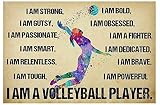 Oudrspo Metallblechschild „I Am Strong I Am A Volleyball 